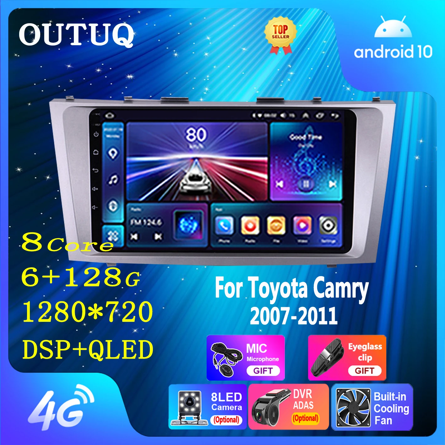 

Cooling Fan 4G+WiFi Android 10 Car Radio Multimedia Video Player For Toyota Camry 7 XV 40 50 2006-2011 Navigation GPS Head Unit