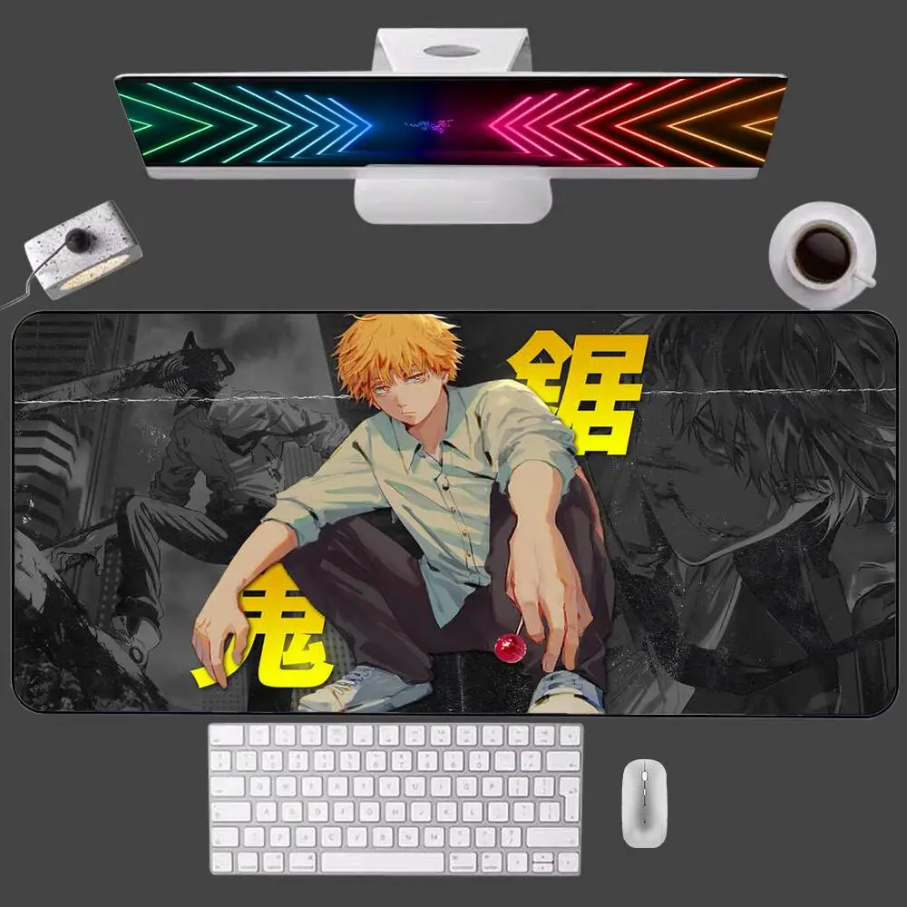 Chainsaw Man Anime Large Mouse Pad XXL Gaming Players Speed Lock Edge Rubber Game Table Office Mousepad Keyboard Mat for CS/LOL