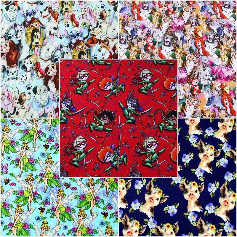 Сказочная хлопковая ткань Disney с изображением кота Мари и далматинской тематики