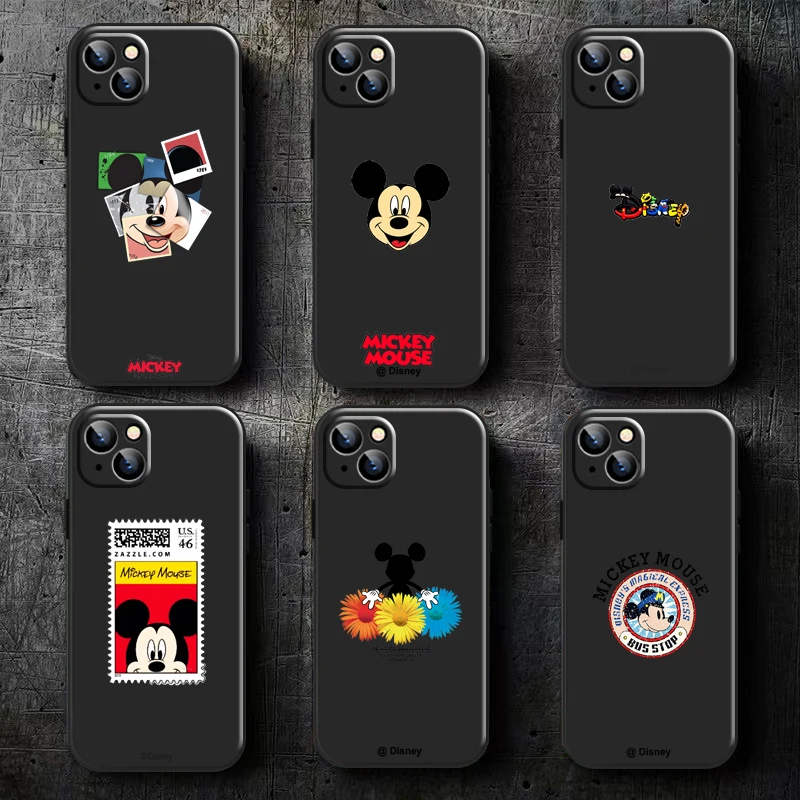 

Cute Mickey Minnie Mouse For iPhone 13 12 11 Pro Max Mini X XR XS Max 5 5s 6 6S 7 8 Plus Phone Case Silicone Cover Back Black