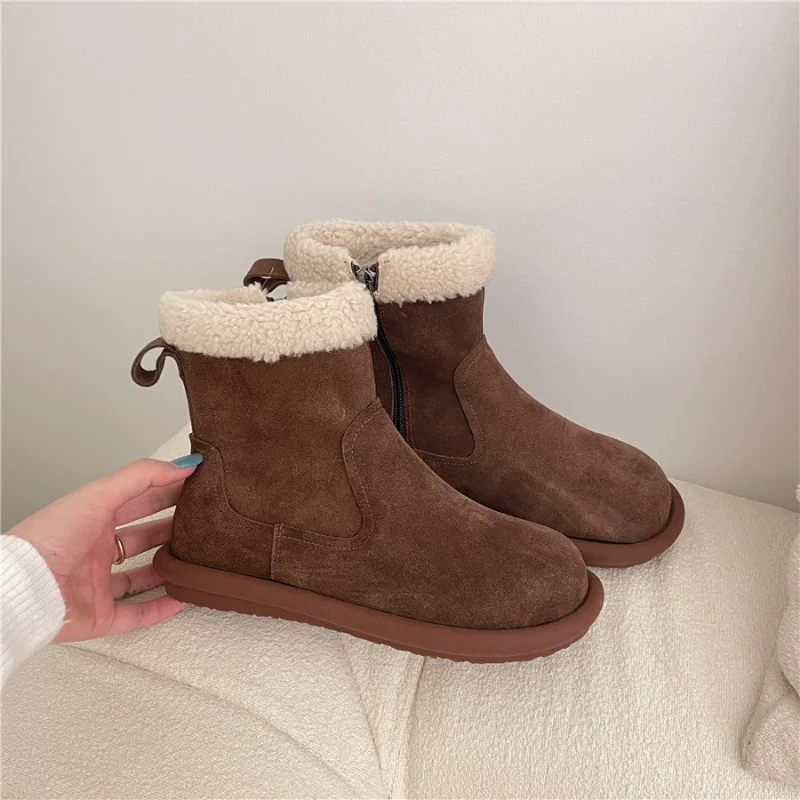 

Snow Boots Women Lamb Wool Ankle Boots Casual Flat Winter Shoes Wear Resistant Shoes for Autumn Winter Fashion 2022 Botas Mujer