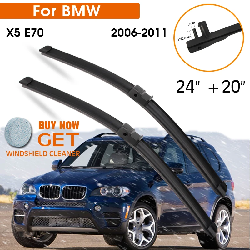 Car Wiper Blade For BMW X5 E70 2006-2011 Windshield Rubber Silicon Refill Front Window Wiper 24"+20" LHD RHD Auto Accessorie