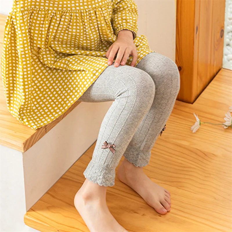 

Autumn Legging Leggings Elasticity Girl Knot Kids Baby Bow Trousers 2022 Tight Cotton Spring Princess Pants Children Petal