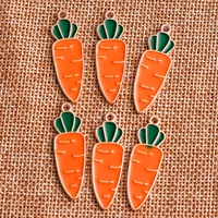 10pcslot 11x34mm enamel carrot charms for jewelry making cute vegetables charms pendants for diy necklaces earrings craft gift