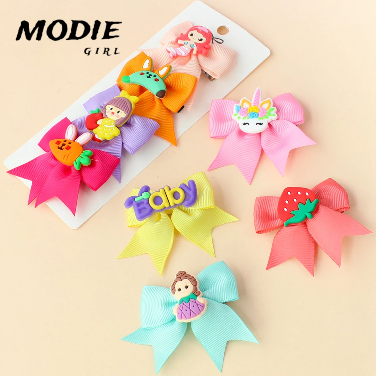 

8PCS/Set Cartoon Bows Clips Hairpin Girl's hair bows Boutique Hair Clip Headware Kids Hair Accessories 1840