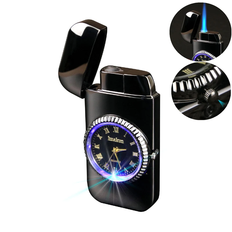 

New Luxurious Watch Jet Lighter Torch Turbo Gas Lighter Windproof Cigar Cigarette Metal Lighters Led Inflated Gasoline Butane
