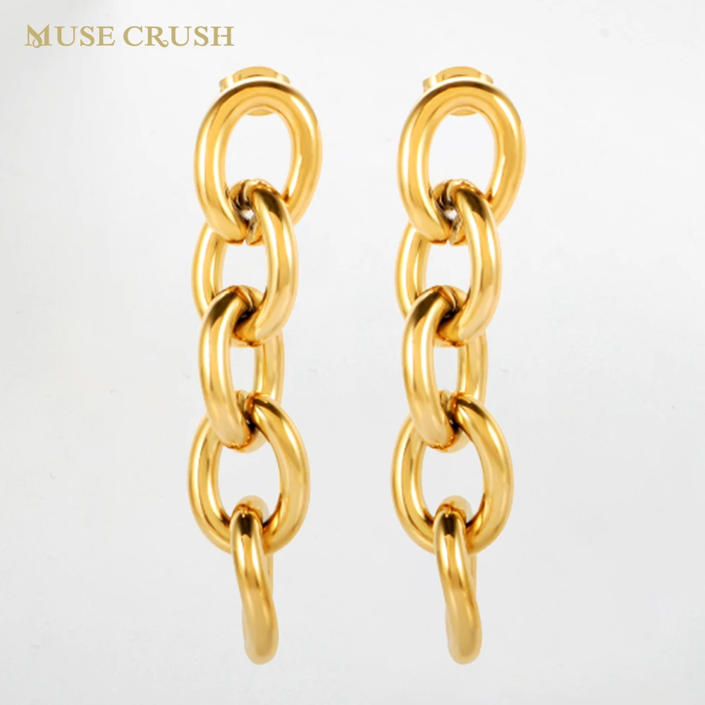 

Vintage Long Chain Earrings for Women 2023 New Trendy Luxury Gold Plated Sainless Steel Ladies Jewelry Mother Lover Friends Gift