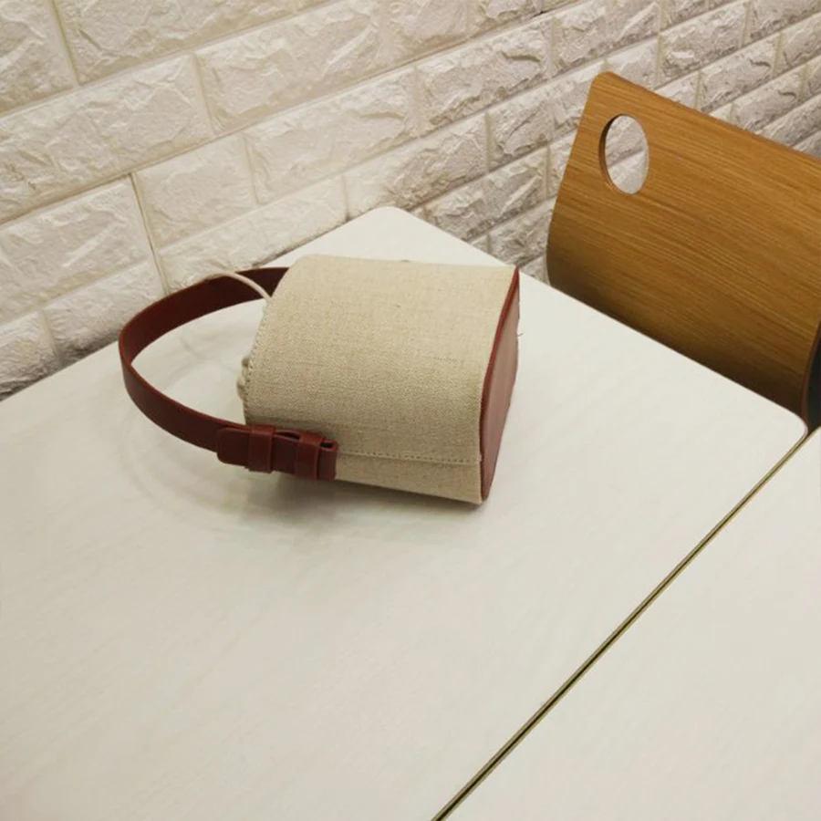 Женский кошелек и сумочка Корейская сумка-мешок на шнурке льняная маленькая