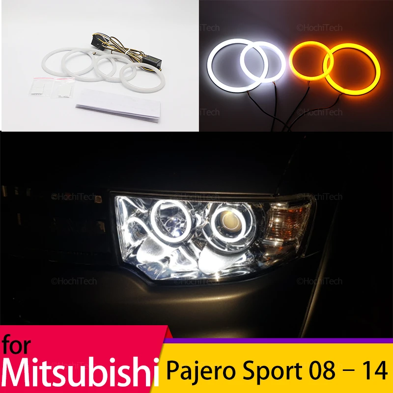 

White Yellow Halo Ring Angel Eye Turn Signal Switchback Cotton LED Tuning Light for Mitsubishi Challenger Pajero Sport 2008-2014