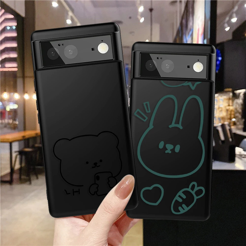 

Cute Rabbit Bear Phone Case for Google Pixel 7a 7Pro 7 6a 6 6Pro 5 5a 5G 4XL 4 2 3XL 2XL 3 3a 3aXL 4a Soft TPU Back Cover Fundas