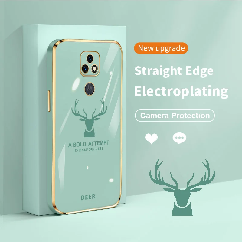 

Deer Electroplating Case for Motorola Moto E7 Plus E7i E6s Edge 20 G8 Play G9 Power Lite G Stylus G40 Fusion G50 G60 Cover