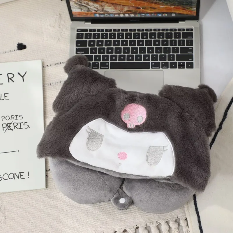 Sanrio Cinnamoroll U-образная подушка для шеи автомобильная дорожная с капюшоном аниме My