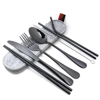 tenedores acero inoxidable cubiertos portatil fourchettes couteaux cuilleres fork spoon knife set cubiertos colheres chopsticks