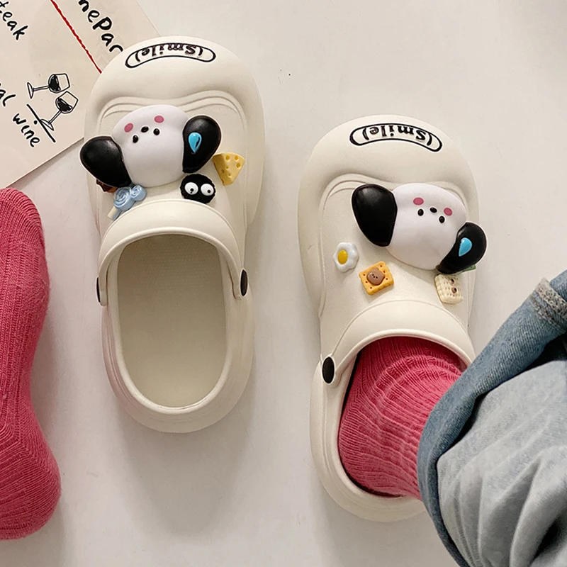 Mo Dou Women's Sandals EVA Thick Soft Non-slip Lovely DIY Accessories Toe-wrapped Beach Slippers Seasides for Men Cut-outs Cozy