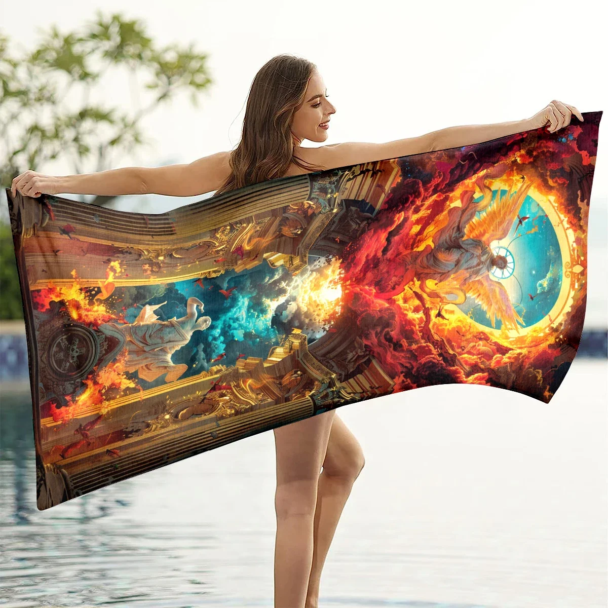 Большое пляжное полотенце Angel толстое из микрофибры очень Впитывающее без песка