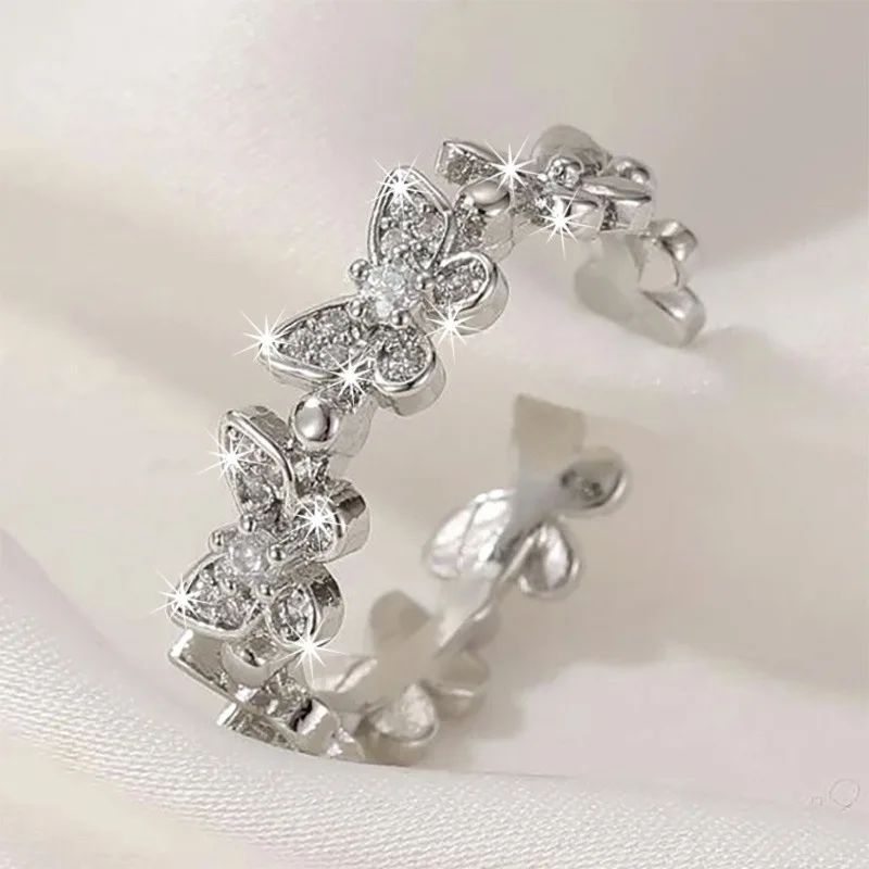 

Fashion Vintage Silver Color Punk Butterfly Rings Dainty Insect Minimalist Rings For Women Girls Korea Jewlery 2022 Trend New