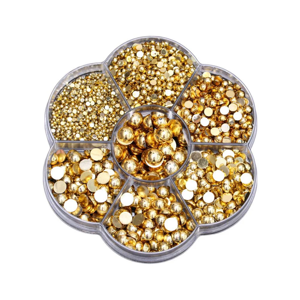 

2465Pcs Plum Packaging Box Beads Resin Unique Round Pearl Beads DIY Nail Ornaments