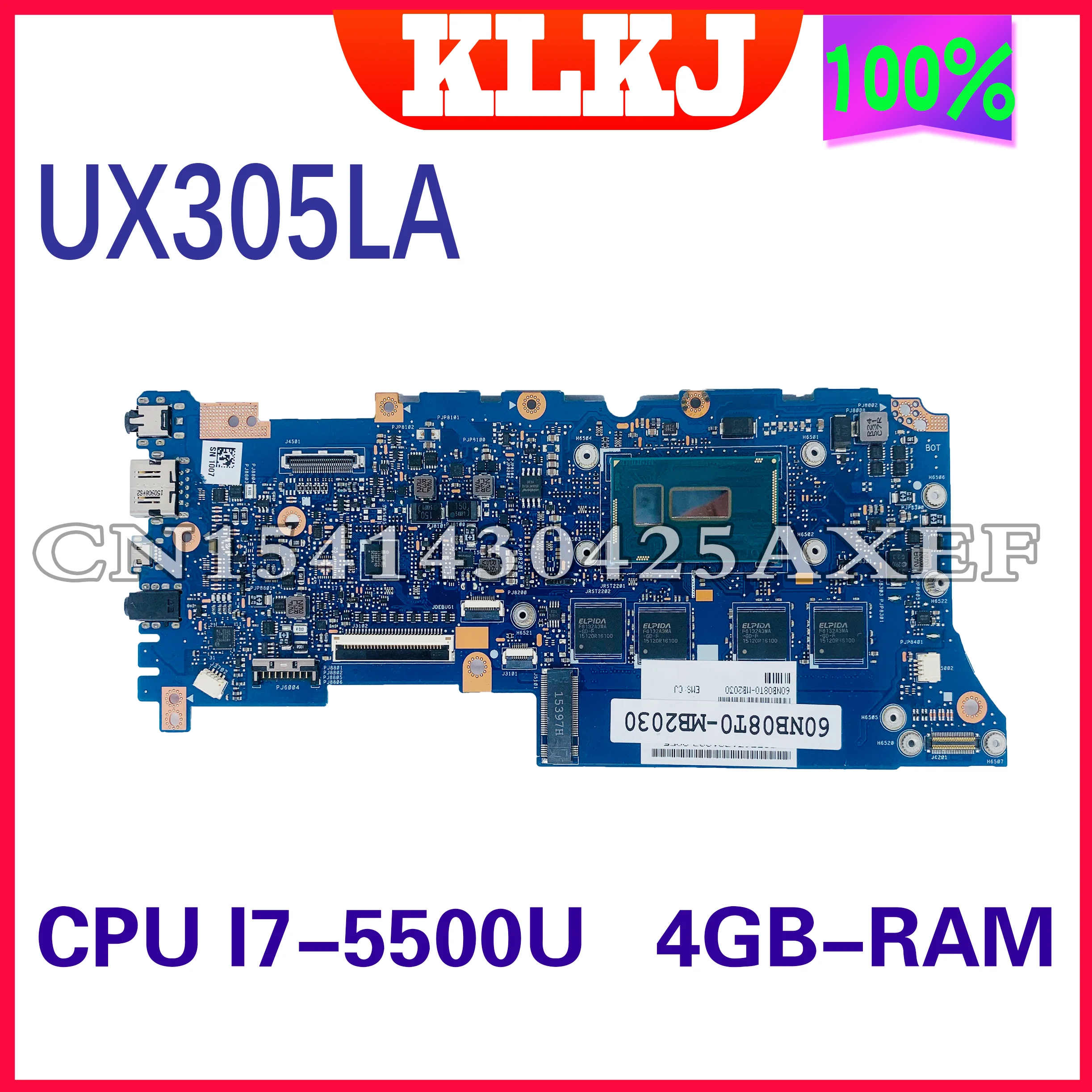 

Dinzi UX305LA материнская плата для ноутбука ASUS Zenbook U305L UX305 UX305L U305LA материнская плата с процессором I7-5500U 4G RAM 100% протестирована