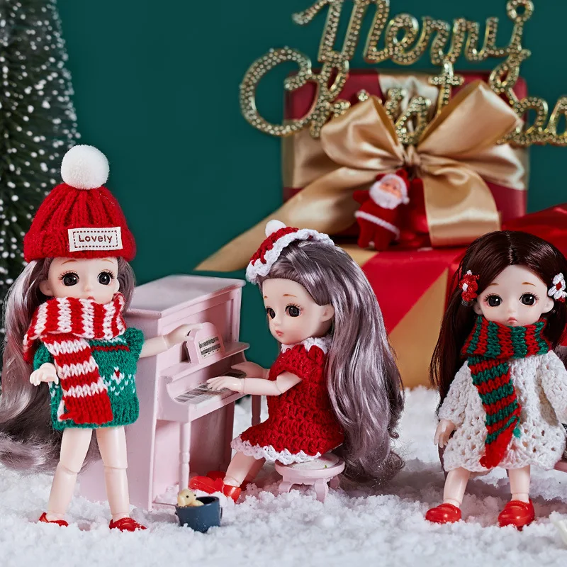 

16cm Doll 2022 Christmas Series 1/12 Set Princess Doll BJD 13 Joints Movable Fashion 3D Big Eyes Girl Toy The Best Gift for Kids