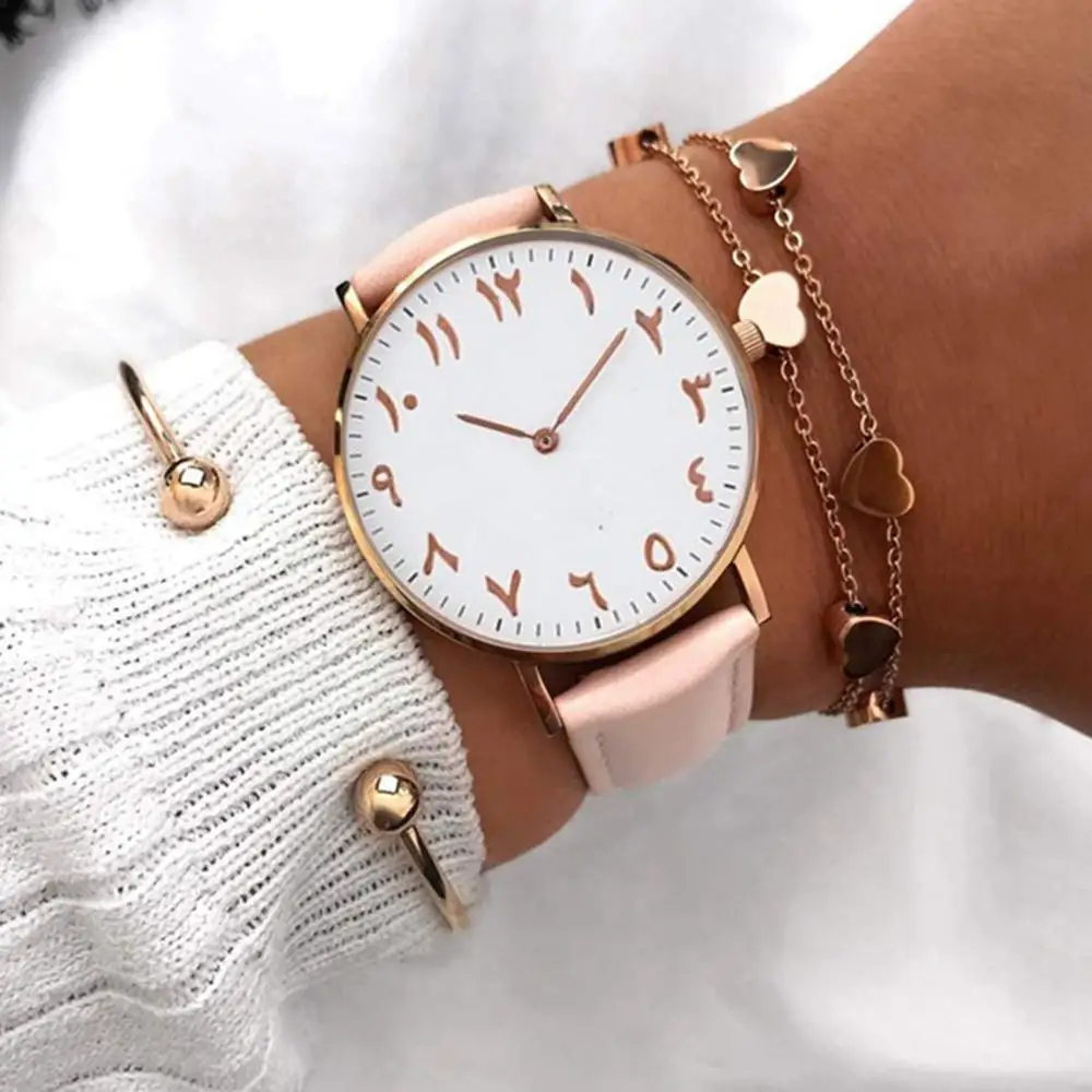 

NO.2 A1370 Women Watches Casual Ladies Quartz Creative arabic dial Clock Wristwatch
