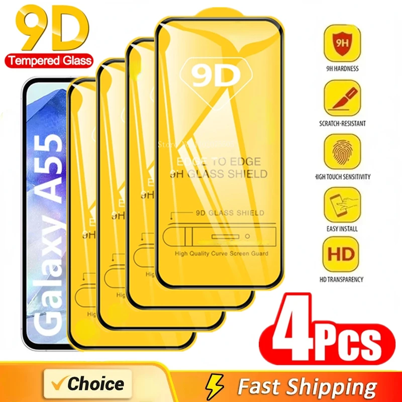 9D закаленное стекло для защиты экрана Samsung A55 A15 A54 A34 A13 A14 A53 A52 A12 A33 A23 A32 A73 A03 Galaxy M12 M31S