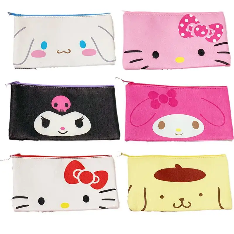 

Kawaii Cartoon Sanrios Melody Hellokittys Kuromi student stationery bag PU Zipper Storage Bag pencil case cosmetic bag