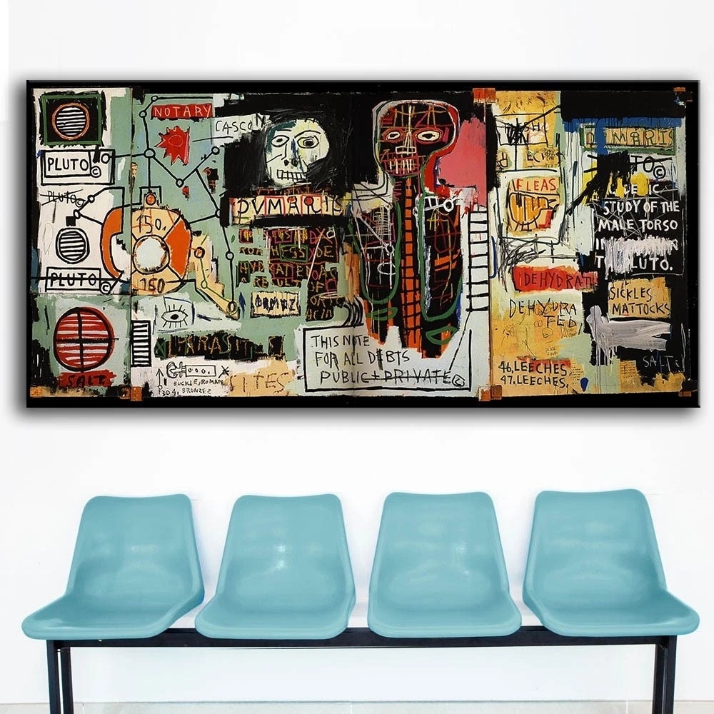 Большая картина маслом на стену граффити Basquiat нотариус для гостиной без рамки