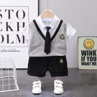 kltn babyclothestoddlerboyclothes 0 5 years old summer short sleeved shorts suit baby printed shirt casual shorts two piece suit