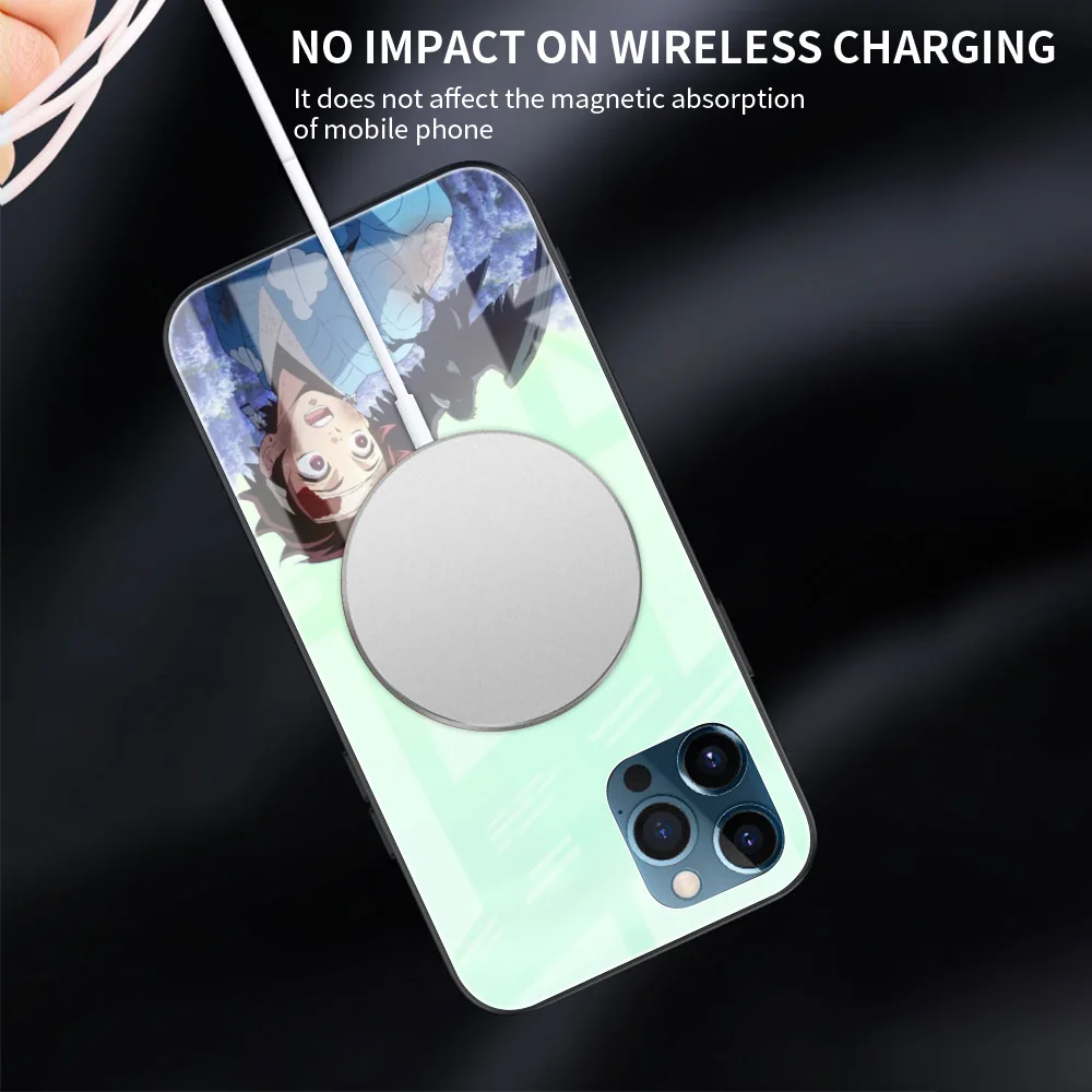 Фото Imetsu No Yaiba стеклянный чехол для iPhone 13 11 12 Pro XR X XS Max 7 8 6 6S Plus SE 2020 с черными краями №4