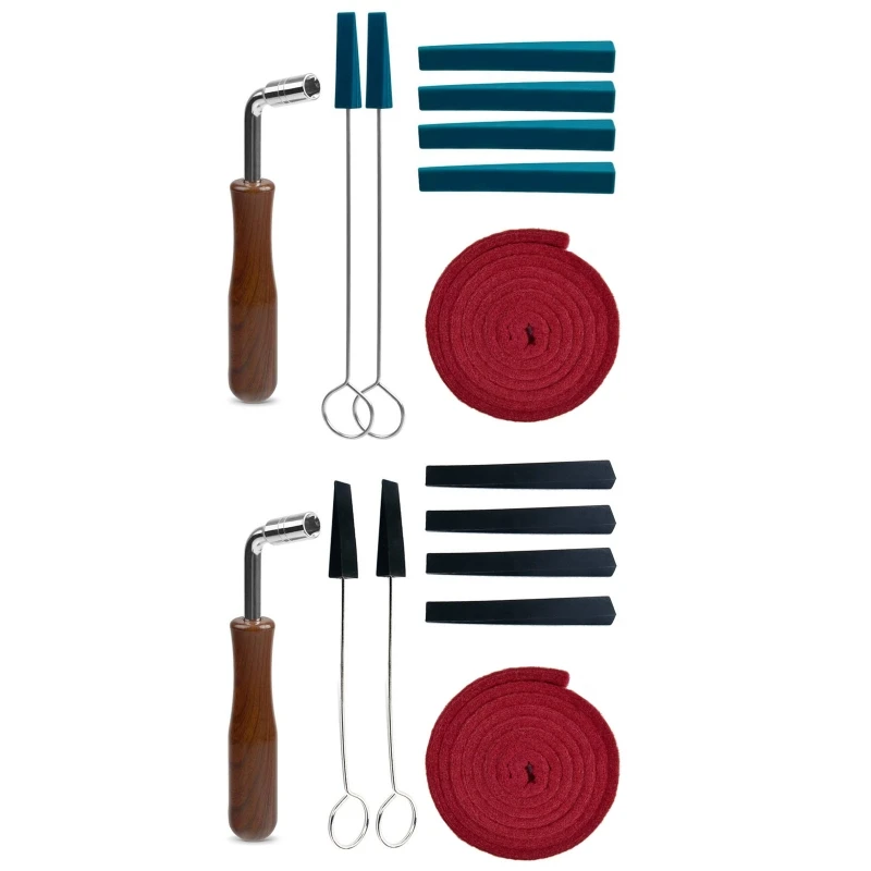 

Piano Tuning Kit Piano Tuner Portable Piano Tuning Tools Incl Tuning Wrench Hammer Temperament Strip Mute Kit 8pcs/Set