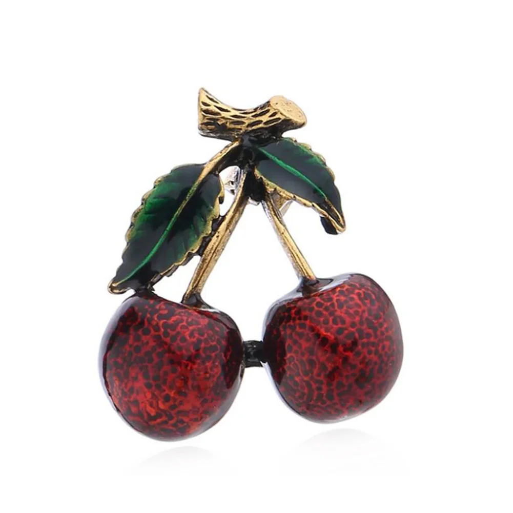 

Korean Simple Cherry Brooch Alloy Drop Fruit Series Brooch Women Accessories Pin Birthday Gift