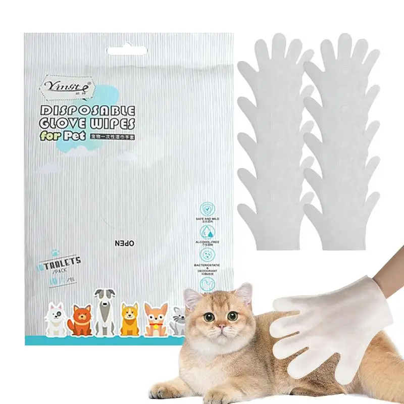 

Pet Dry Cleaning Gloves | 10Pcs Pet No Rinse Pet Wipes | Rinse Free Shampoo Mittens for Dogs and Cats Bath Wipes for Bathing and