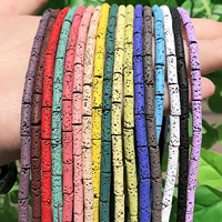 4x13mm color volcanic lava stone round tube spacer mineral beads loose beads charms rock beads diy for jewelry earrings making