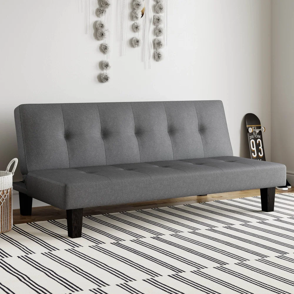 

,Moore Tufted Futon, Gray Fabric Sofa Camarote Plegable Moderno Furniture Living Room Futon Sofa Bed