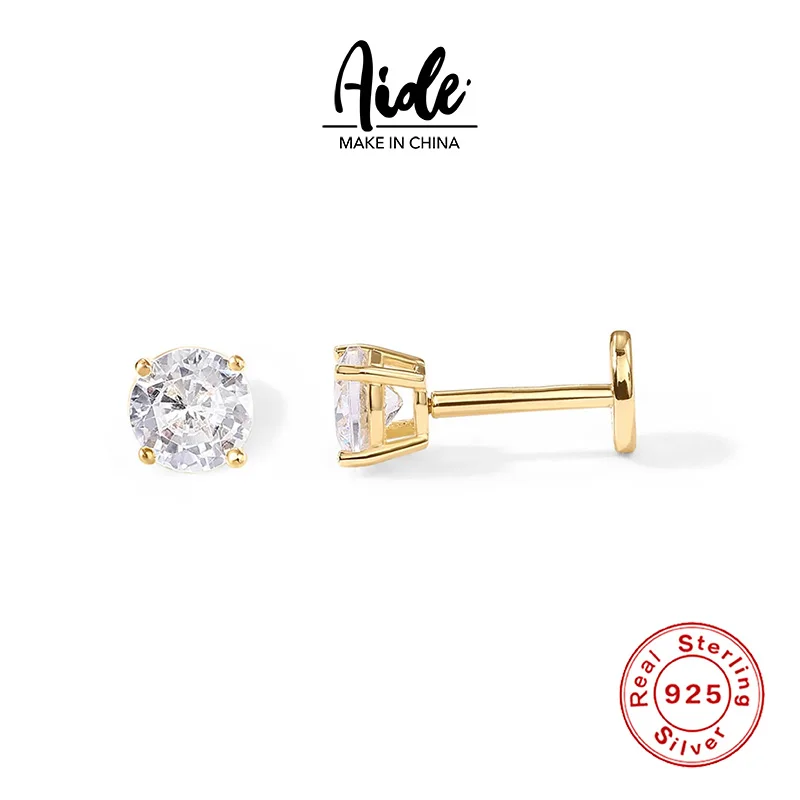 

Алмазные серьги с четырьмя зажимами, бриллиантовые серьги, серебряные серьги с плоской головкой, подходящие ко всему, повседневные украшен...