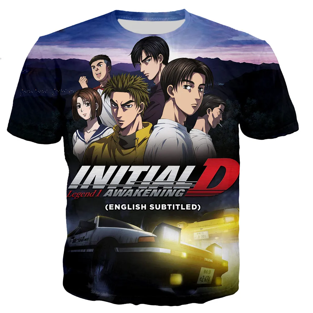 

Новое поступление 2022, летняя футболка Initial D с 3D принтом, Модный повседневный Топ в стиле Харадзюку с короткими рукавами и анимацией