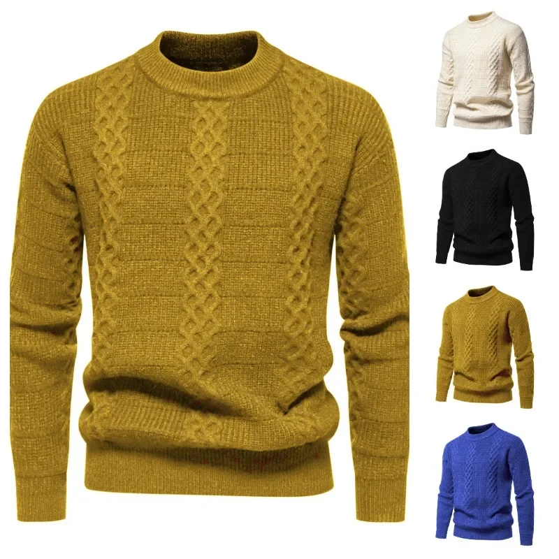 Осенне-зимний новый вязаный свитер теплые однотонные толстые свитера мужская