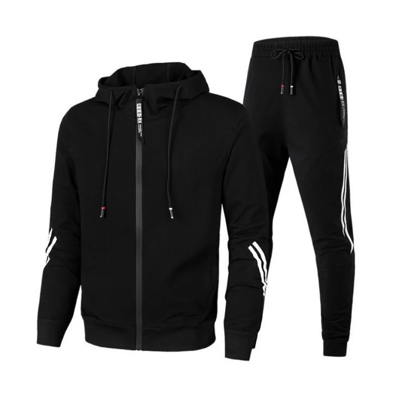 

Men's Hoodie Sets Two Pieces Sweatshirts + Sweatpant Cardigan Coat Solid Autumn Winter Warm Clothes Male Casual Tracksuit Suits