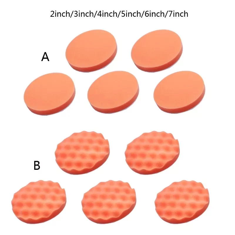 

5Pcs 2"/3"/4"/5"/6"/7" Sponge Foam Polishing Pads Buffing Pads for Car Beauty Waxing Polishing Pad