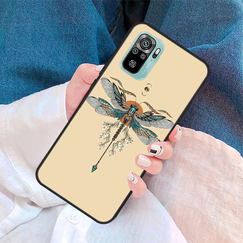 Чехол Luxury Dragonfly для Xiaomi Redmi Note 8 9 10 11 Pro 8T 9S 10S 9C 9A 9T с мягким покрытием.