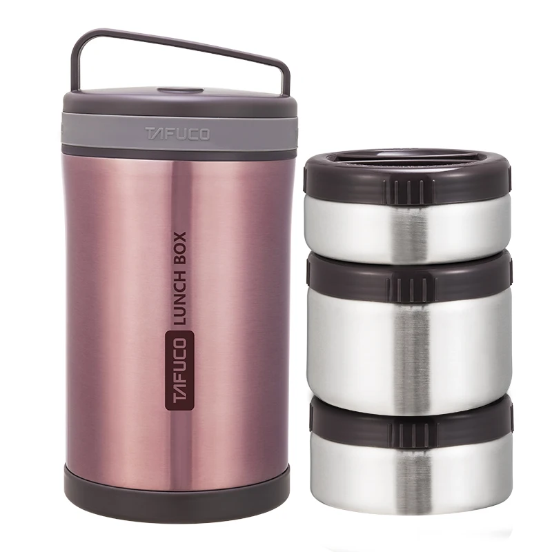 

1.7L Stainless Steel Insulated Vacuum Tiffin lunch box Thermal metal Bento thermos food flask