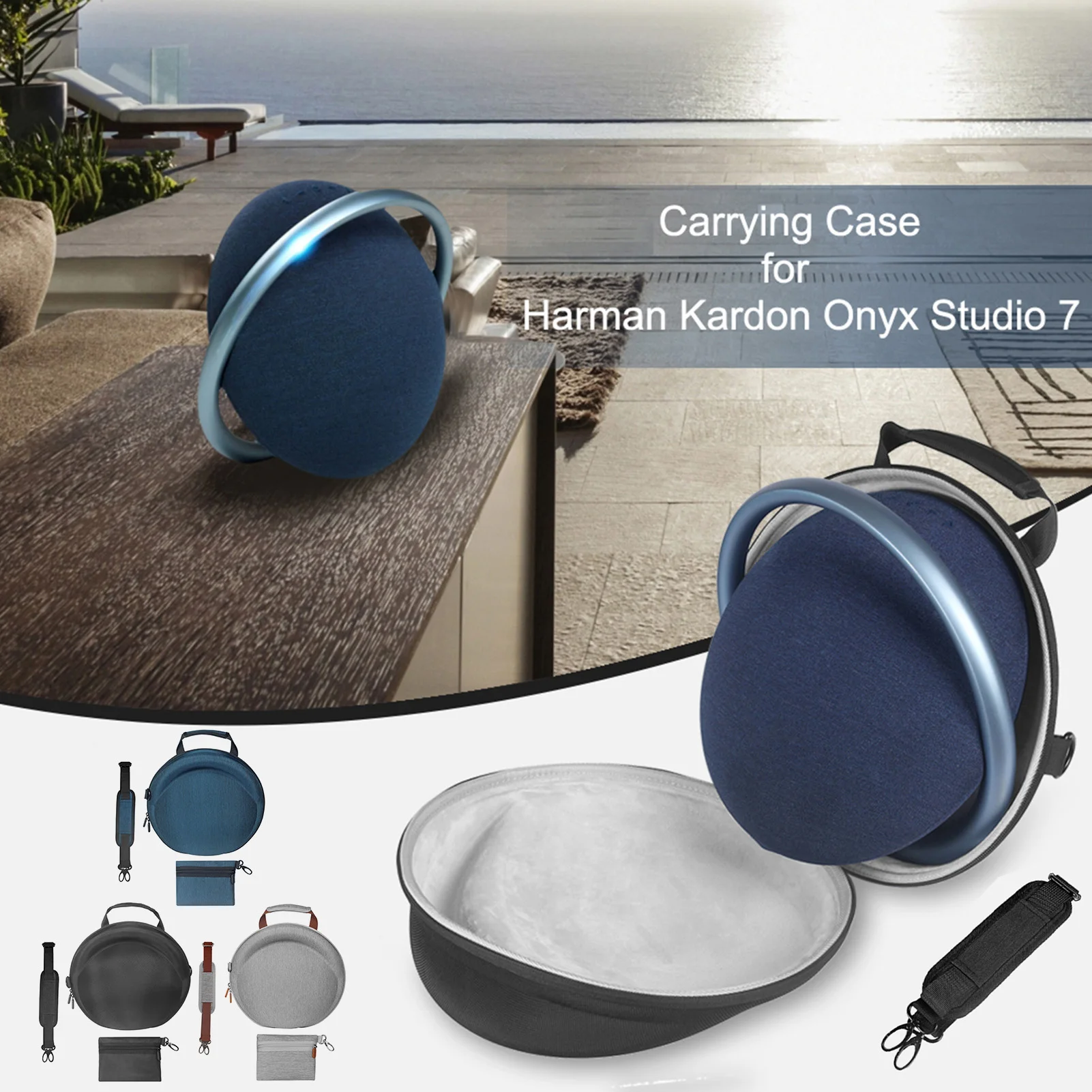 

Жесткий чехол для хранения EVA Для Harman Kardon Onyx Studio 7, аксессуары для беспроводных динамиков с синими зубьями, ударопрочный Дорожный Чехол для п...