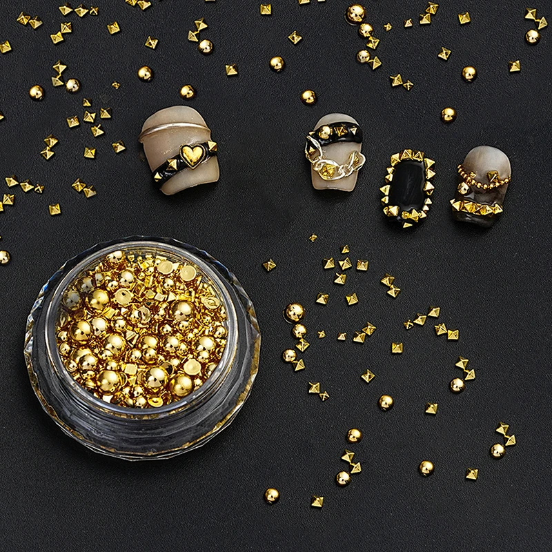 1 бутылка Металлических Заклепок для ногтей украшения дизайна с плоским дном в
