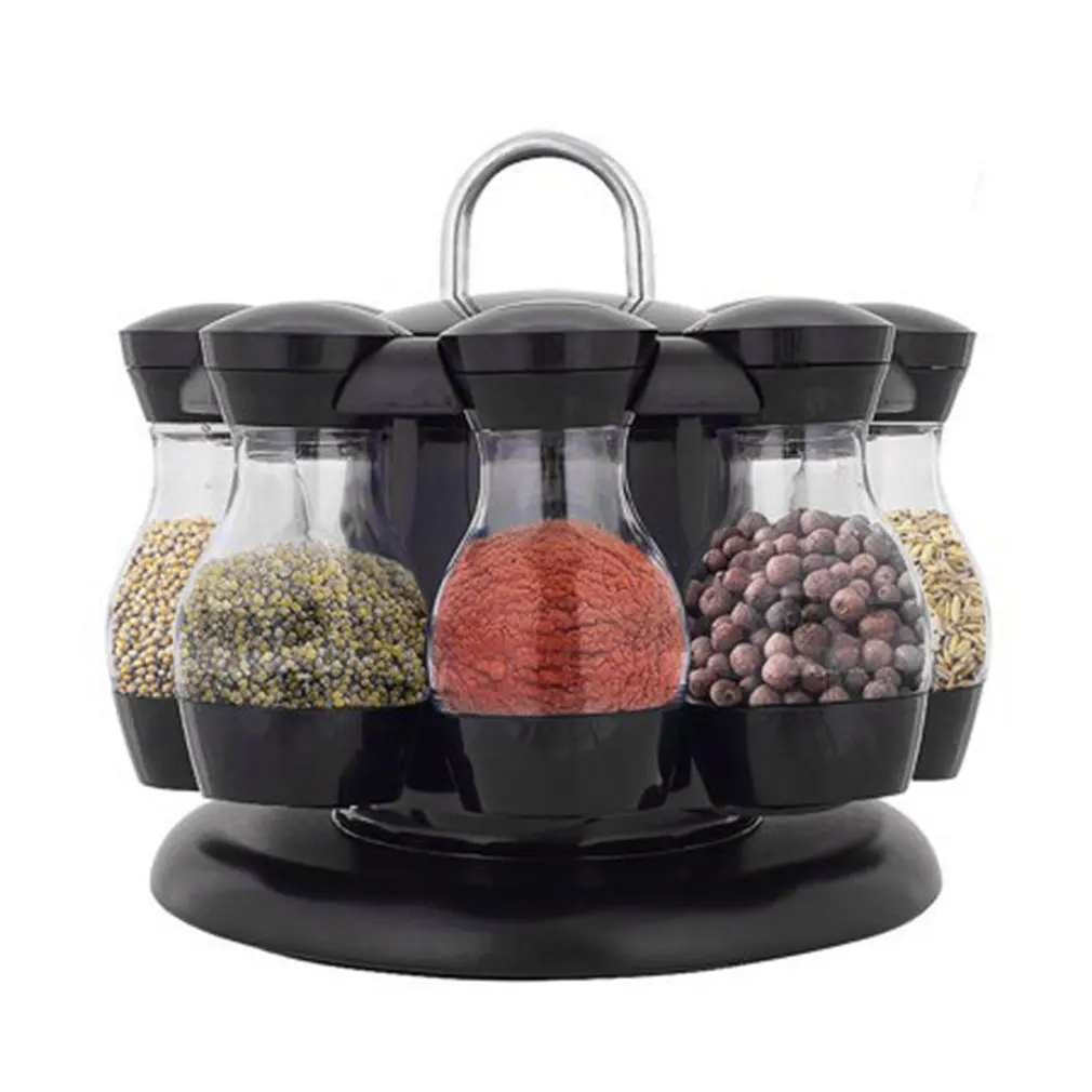 

Spice Jar Glass Organizer Pepper Shakers Flavor Container Seasoning Kitchen Salt Pigs Rack Bottle Holder Flavouring Tank Shelf
