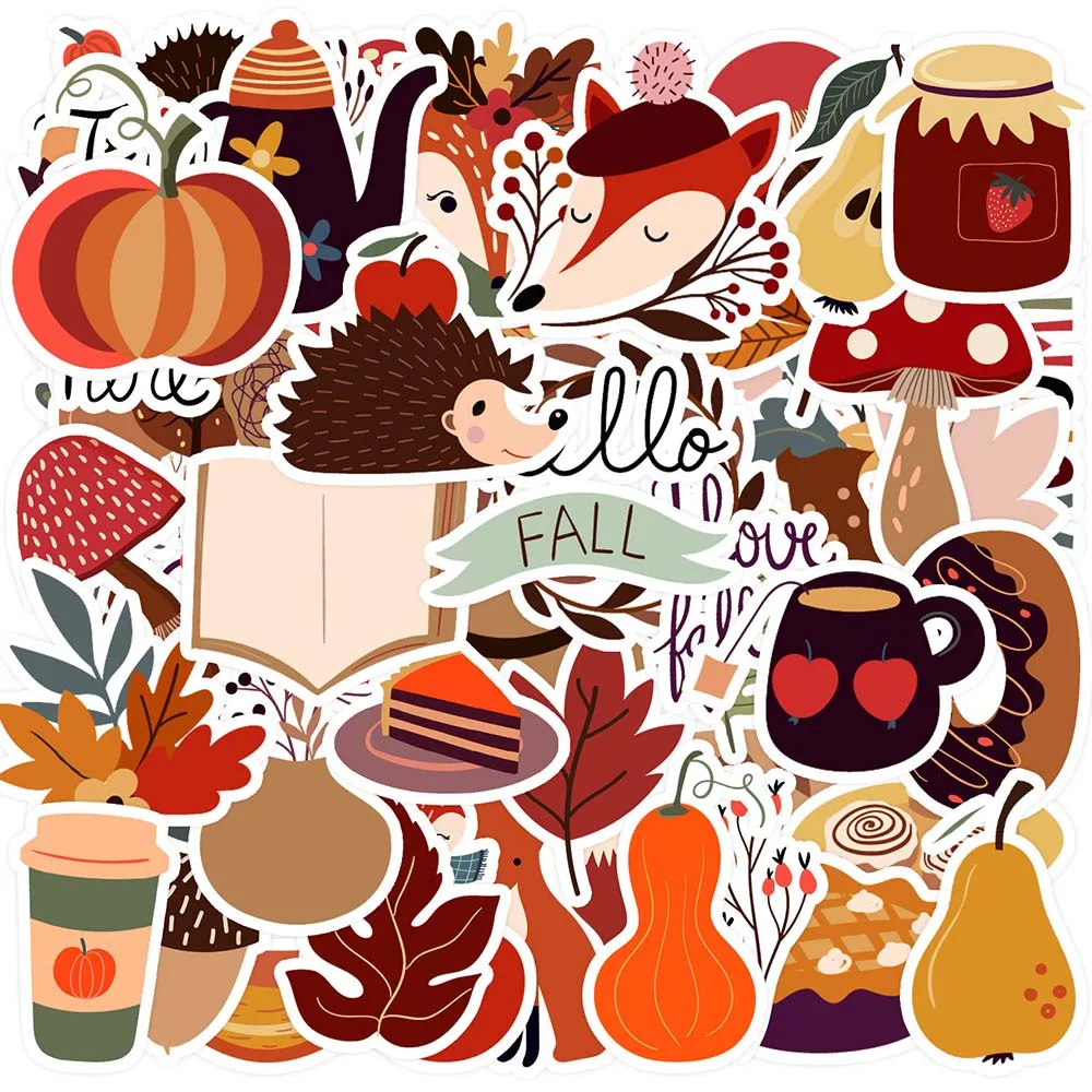 

10/50 Pcs Boho Autumn Stickers Backpack Pencil Case Laptop Luggage Scrapbooking Cup DIY Decoration Waterproof Decals Party Gifts