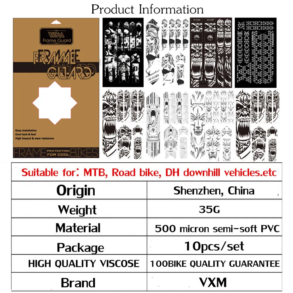 VXM 3D Защита от царапин для горного велосипеда защитная рамка Съемная Наклейка