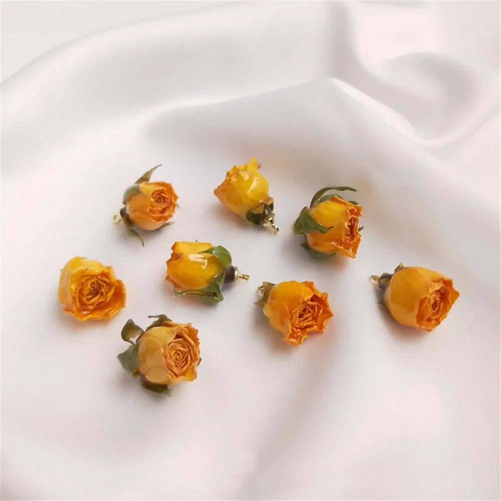 

Natural golden rose flower rose immortal flower drop glue flower pendant DIY necklace earrings hanging accessories