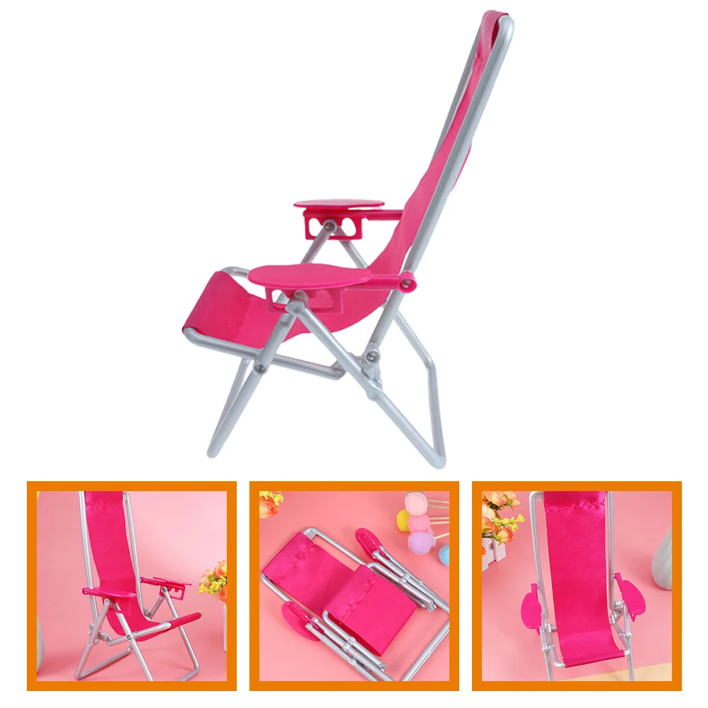 

3 Pcs Mini Beach Chair Miniature Lounge Prop Simulated Model Fold Chairs Abs Dolls Micro Landscape Folding Lounger