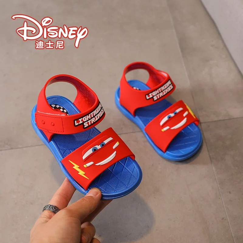 

Сандалии для мальчиков с мультипликационными машинками Disney, Нескользящие Детские пляжные шлепанцы на мягкой подошве для спорта и отдыха