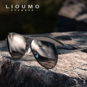 LIOUMO Top Quality Pilot Sunglasses Polarized Men Aluminum Frame Photochromic Glasses Women Aviation